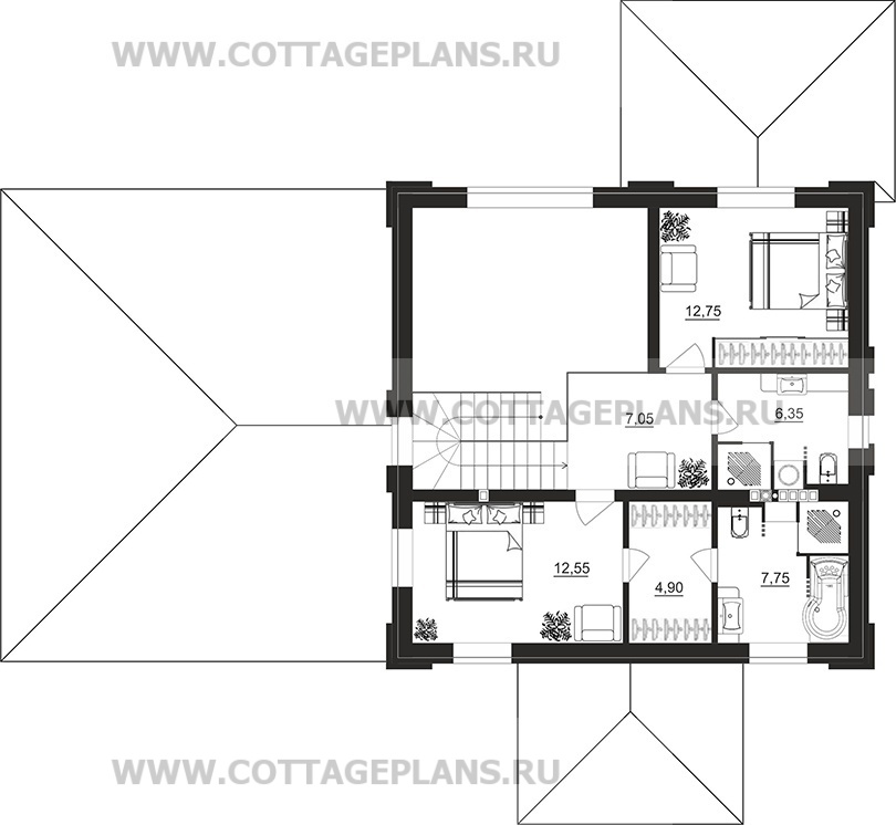 Поэтажные планы проект дома 206-52 общ. площадь 173,65м2