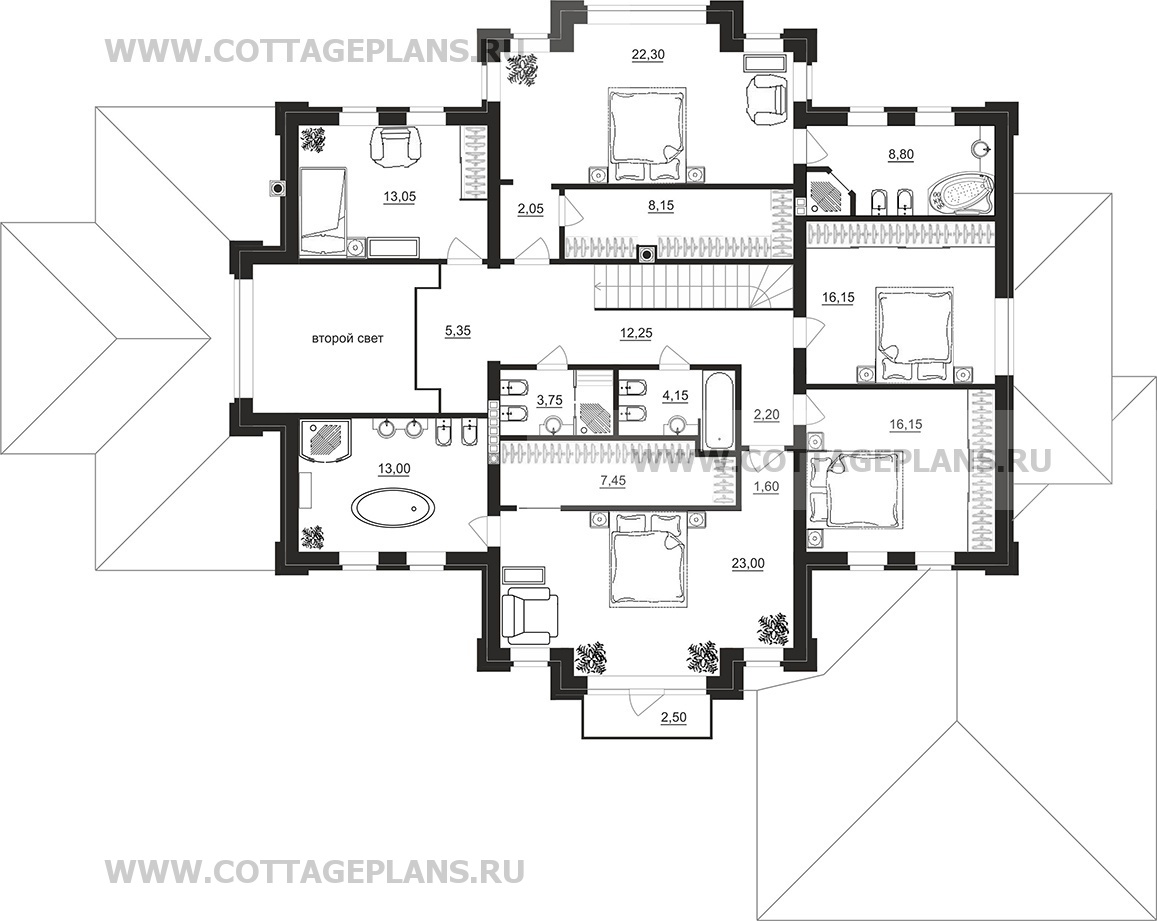 Поэтажные планы проект дома 200-37 общ. площадь 374,20 м2