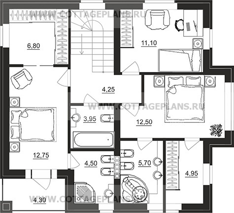 Поэтажные планы проект дома 76-03 общ. площадь 188,10 м2