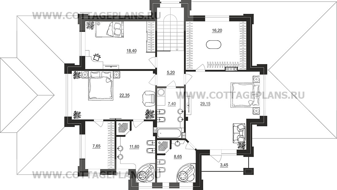 Поэтажные планы проект дома 100-89 общ. площадь 287,40 м2