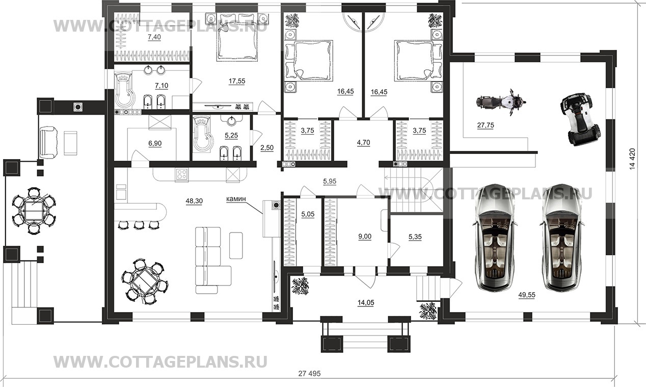Поэтажные планы проект дома 28-94 общ. площадь 410,55 м2
