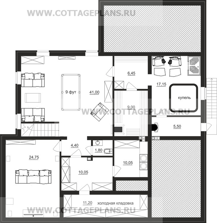 Поэтажные планы проект дома 14-75 общ. площадь 364,15 м2