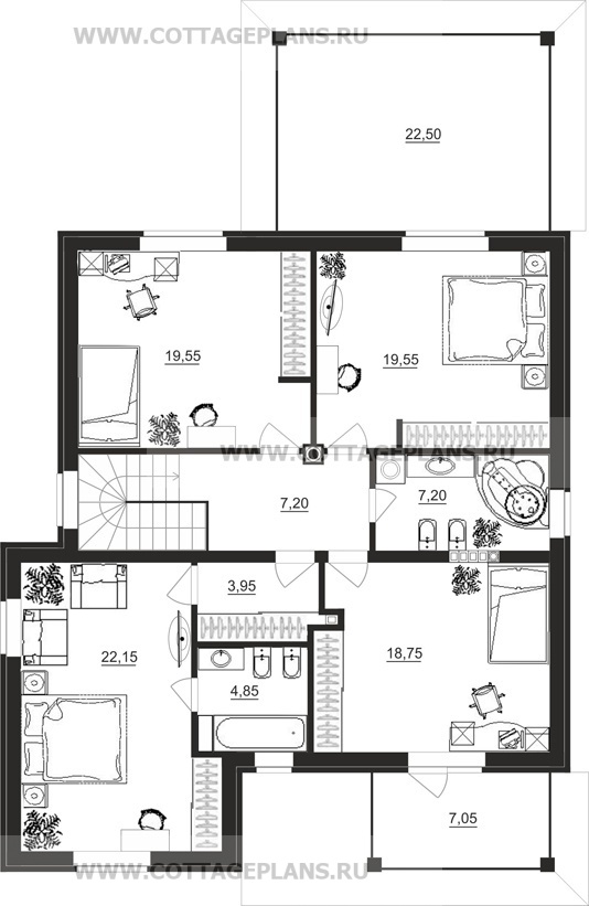 Поэтажные планы проект дома 20-05 общ. площадь 206,55 м2
