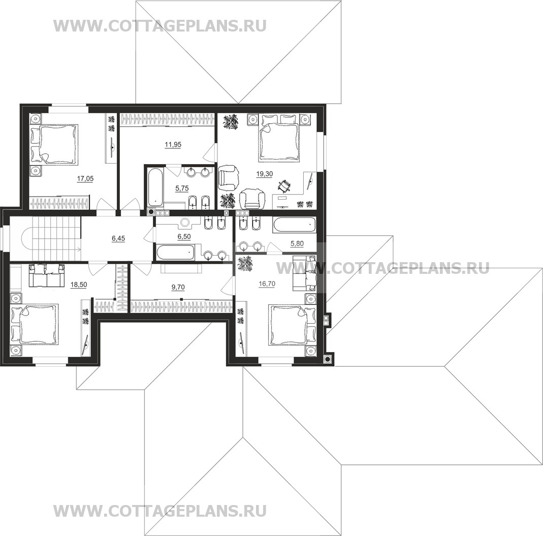 Поэтажные планы проект дома 23-66 общ. площадь 301,70 м2
