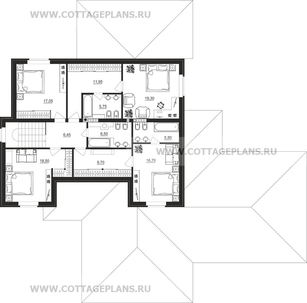 Поэтажные планы проект дома 23-63 общ. площадь 345,20 м2