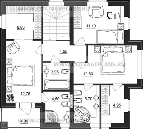 Поэтажные планы проект дома 95-03 общ. площадь 127,05 м2