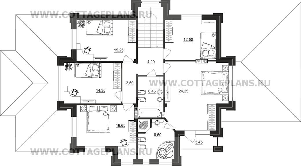 Поэтажные планы проект дома 200-88 общ. площадь 242,50 м2
