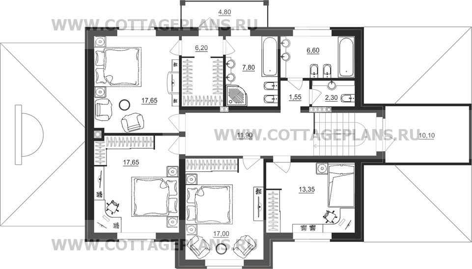 Поэтажные планы проект дома 92-61 общ. площадь 226,60 м2