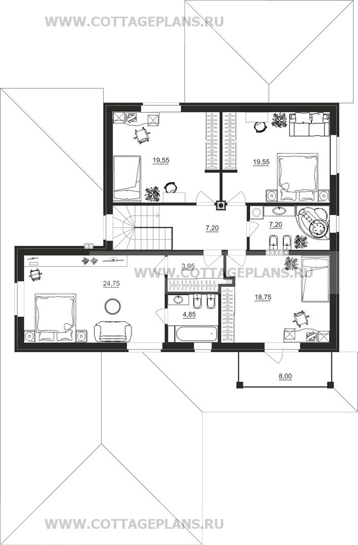 Поэтажные планы проект дома 29-05 общ. площадь 244,50 м2