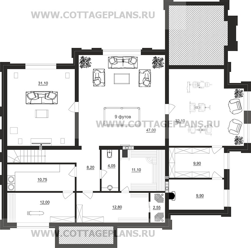 Поэтажные планы проект дома 203-74 общ. площадь 540,80 м2