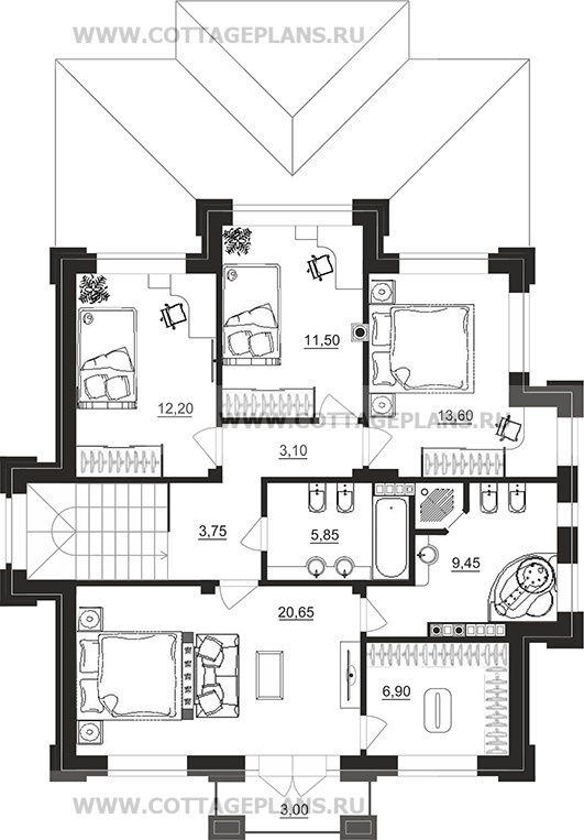 Поэтажные планы проект дома 201-75 общ. площадь 257,90 м2