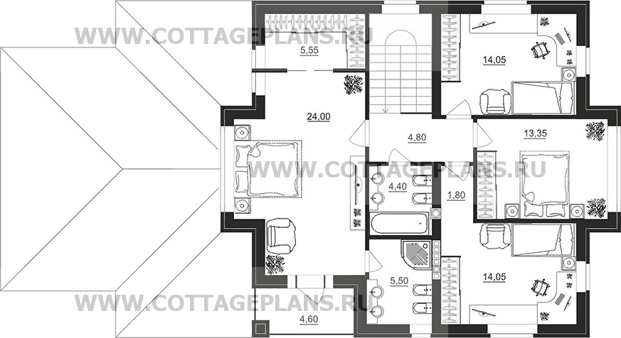 Поэтажные планы проект дома 95-07 общ. площадь 211,25 м2