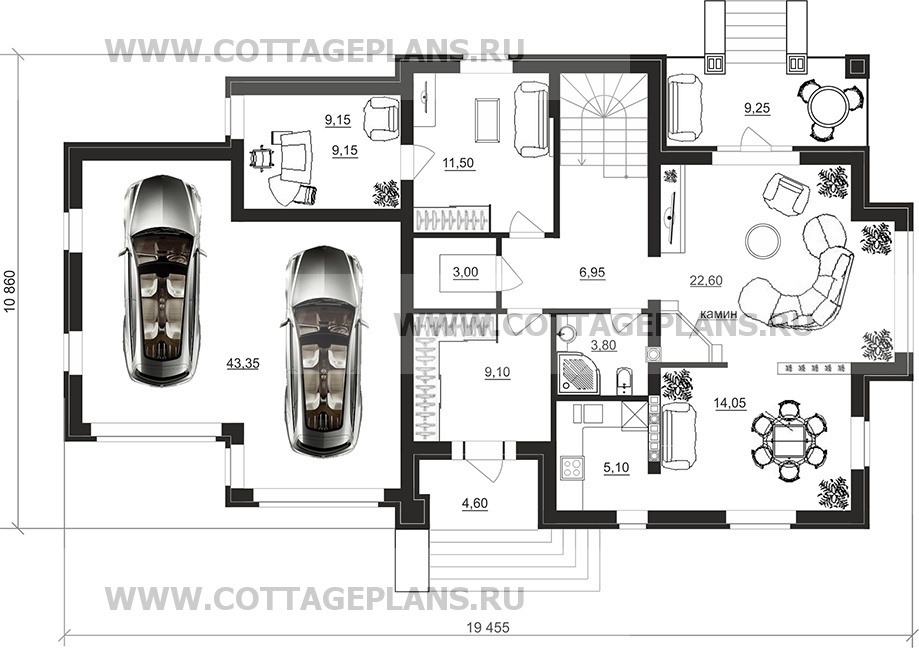 Поэтажные планы проект дома 76-07 общ. площадь 303,30 м2
