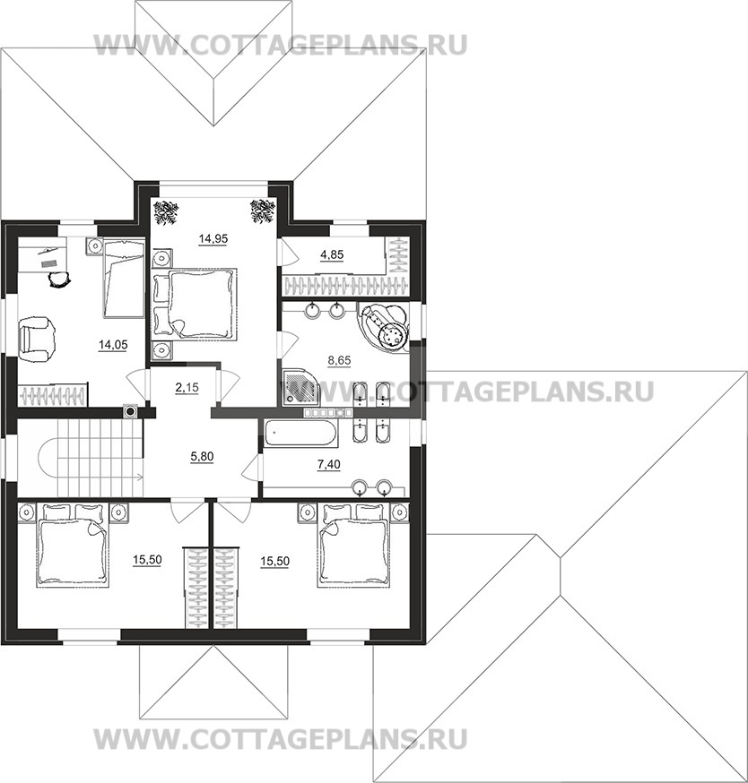 Поэтажные планы проект дома 29-76 общ. площадь 233,05 м2