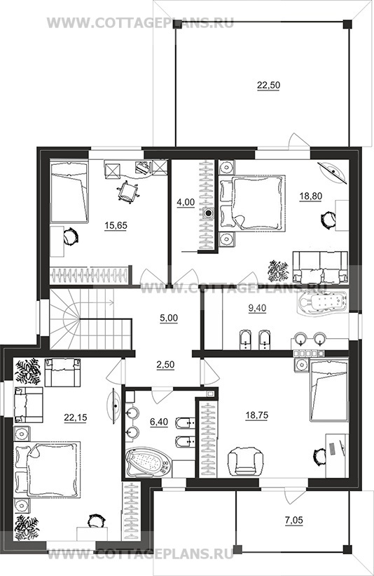 Поэтажные планы проект дома 16-52 общ. площадь 194,25 м2