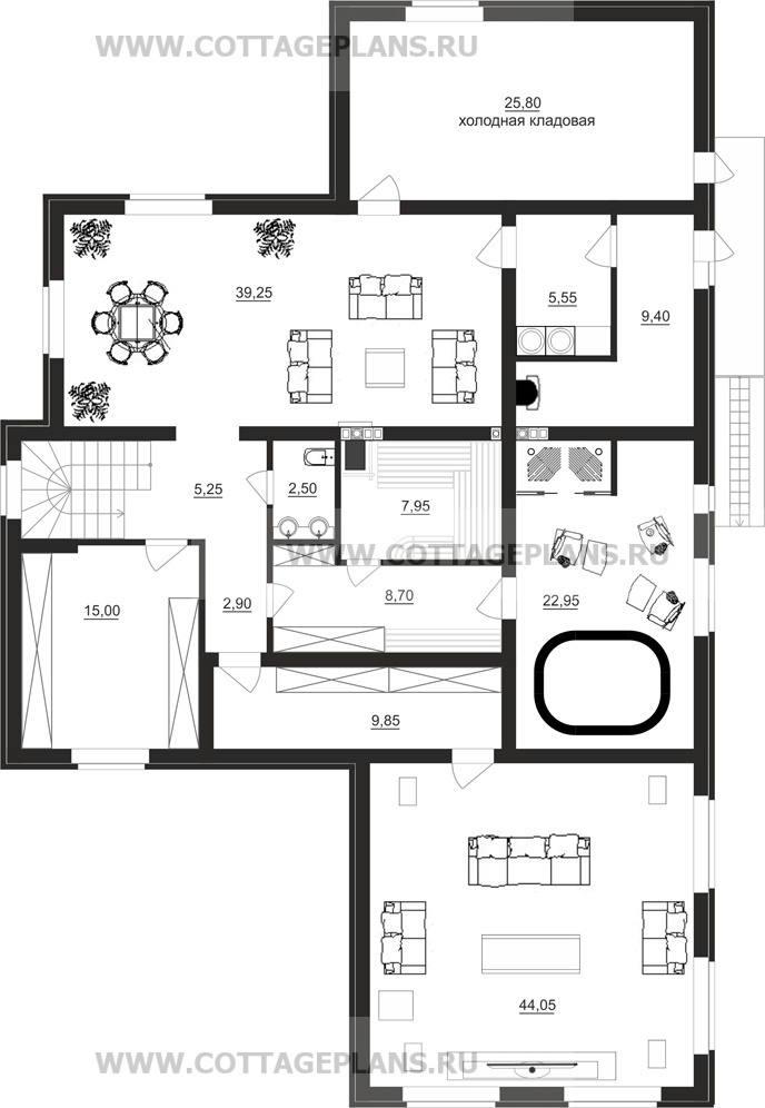 Поэтажные планы проект дома 24-19 общ. площадь 485,15 м2