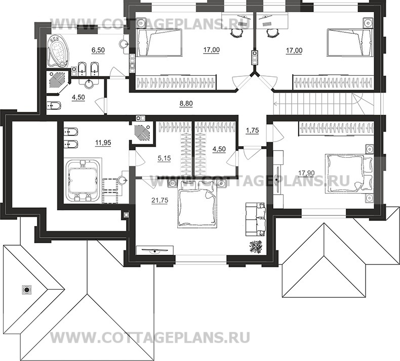 Поэтажные планы проект дома 102-51 общ. площадь 251,35 м2