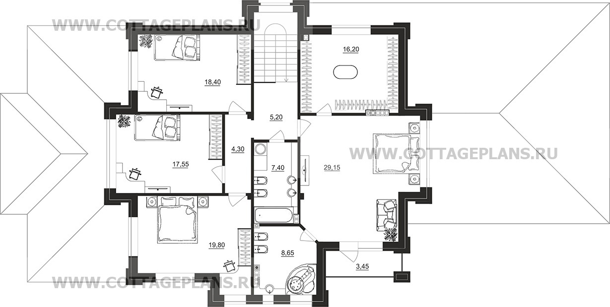 Поэтажные планы проект дома 100-83 общ. площадь 309,10м2