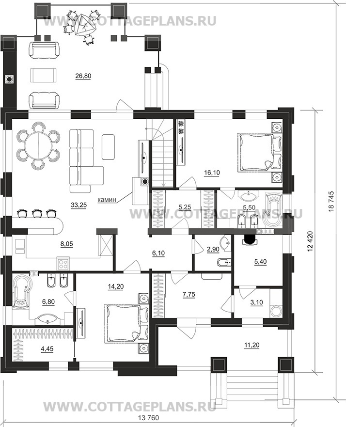 Поэтажные планы проект дома 106-28 общ. площадь 192,25 м2
