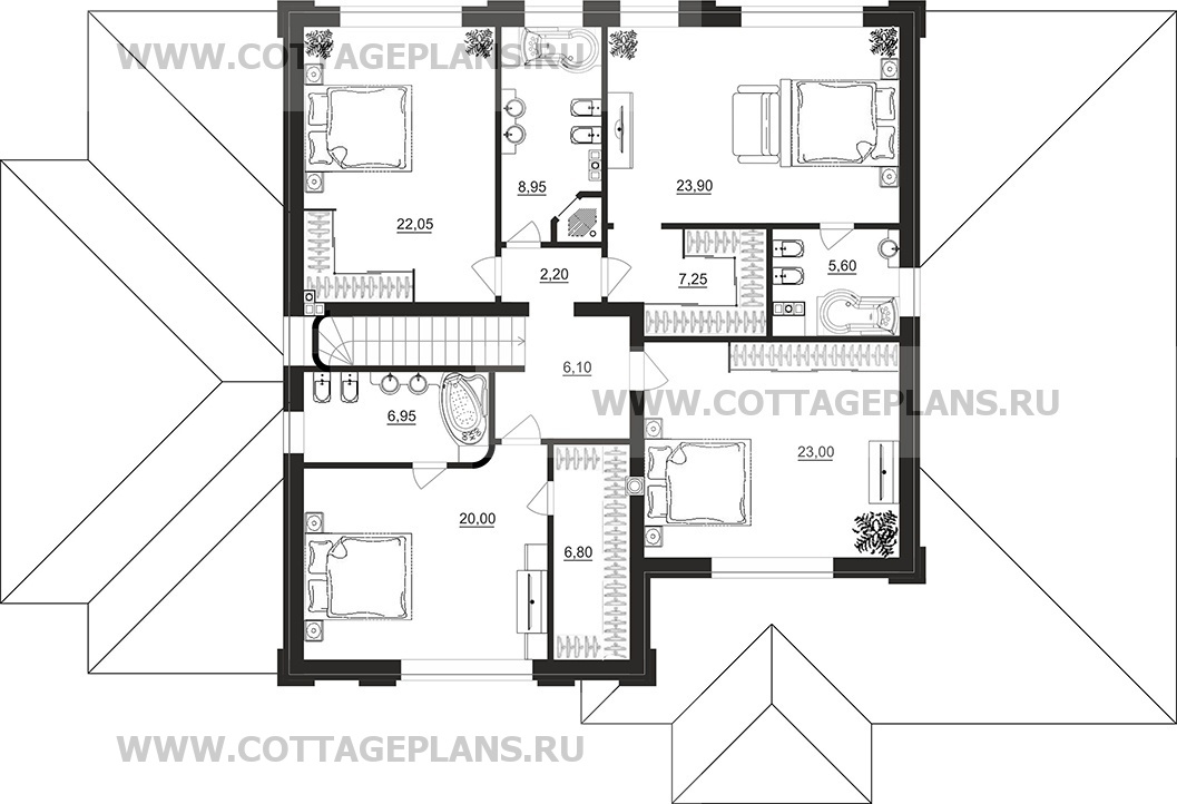 Поэтажные планы проект дома 206-08 общ. площадь 324,70 м2