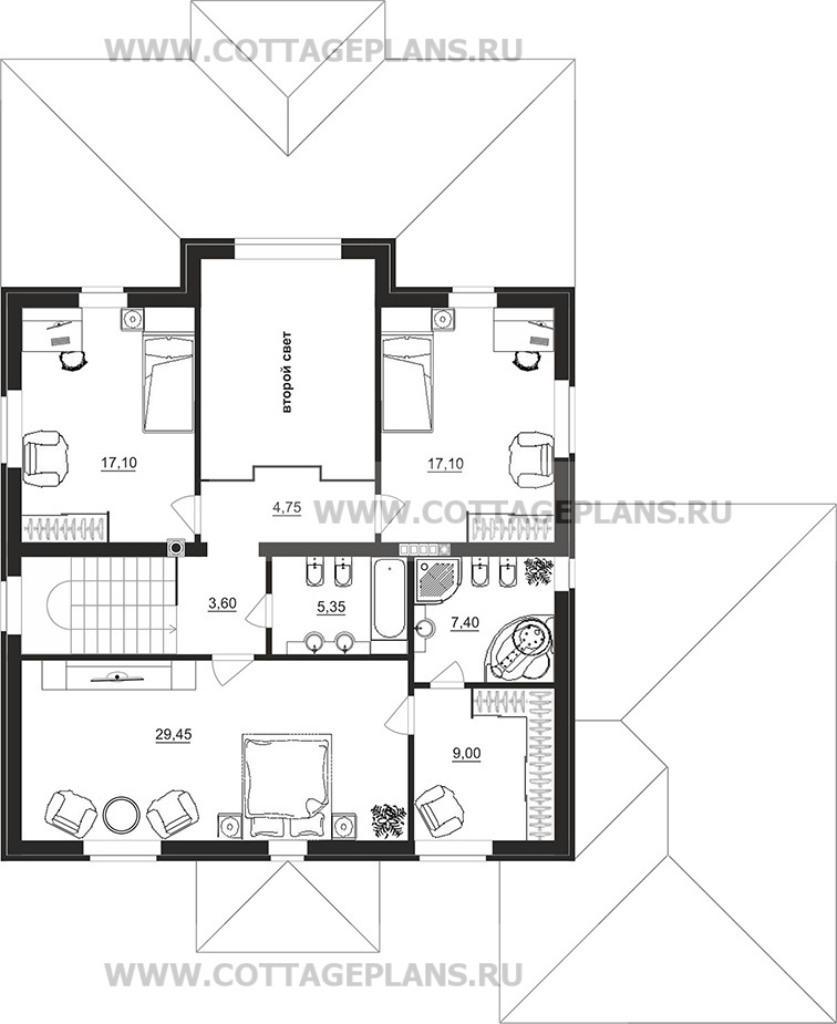 Поэтажные планы проект дома 77-11 общ. площадь 234,10 м2