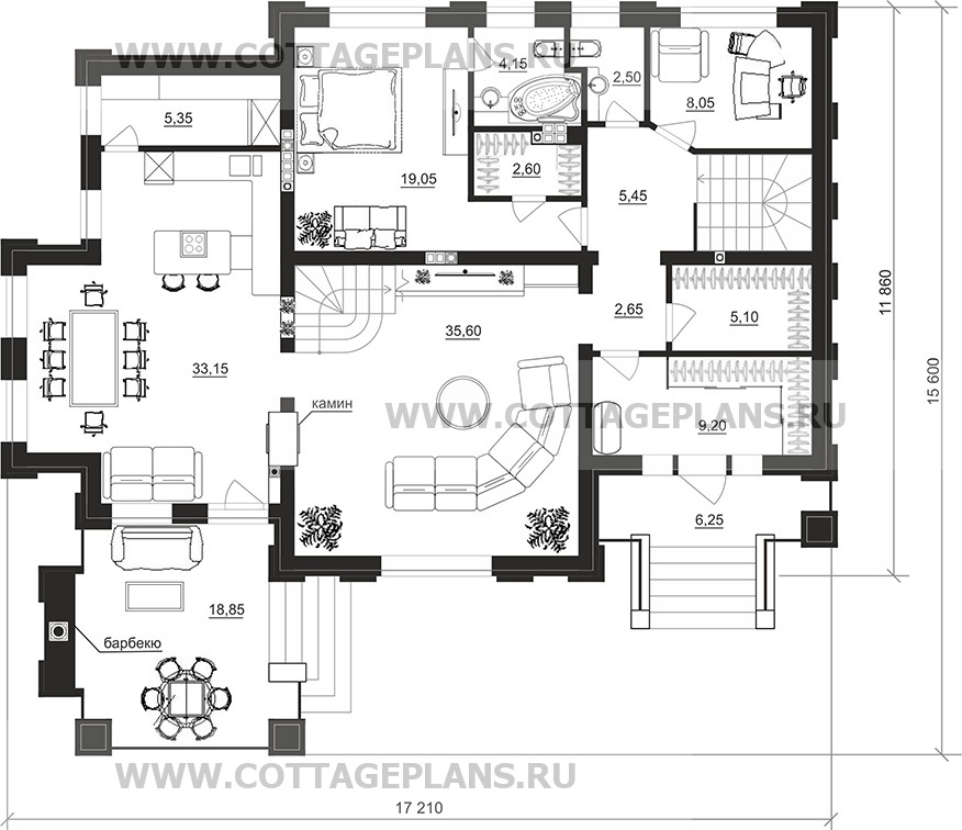 Поэтажные планы проект дома 203-33 общ. площадь 346,95 м2