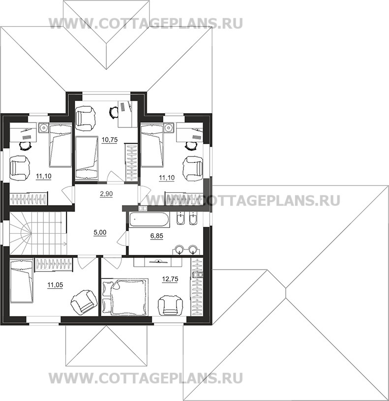 Поэтажные планы проект дома 29-75 общ. площадь 194,25 м2