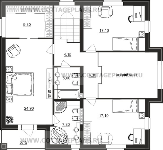 Поэтажные планы проект дома 95-54 общ. площадь 183,60 м2