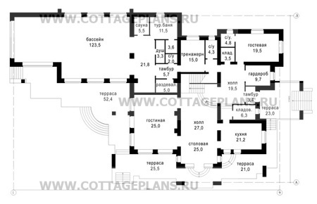Поэтажные планы проект дома 47-86 общ. площадь 1200 м2