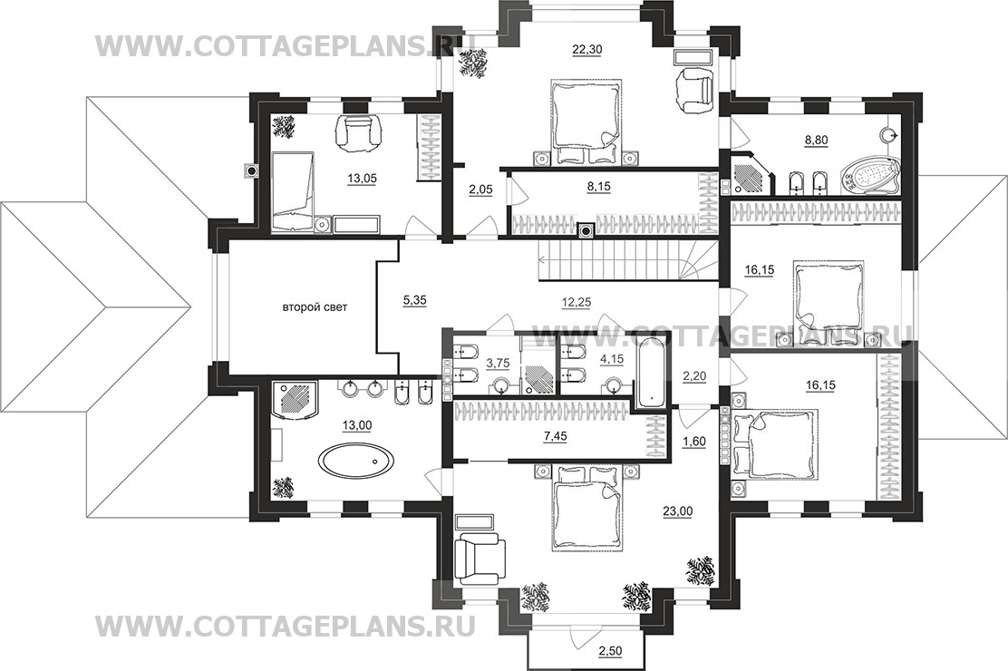 Поэтажные планы проект дома 201-36 общ. площадь 476,60 м2
