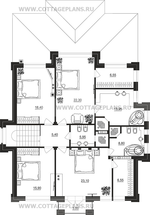 Поэтажные планы проект дома 101-77 общ. площадь 375,60 м2
