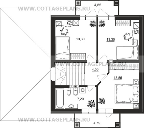 Поэтажные планы проект дома 15-87 общ. площадь 151,50 м2