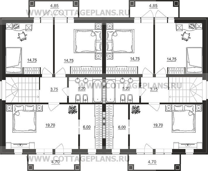Поэтажные планы проект дома 09-67 общ. площадь 389,80 м2