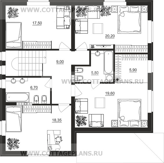Поэтажные планы проект дома 14-79 общ. площадь 323,35 м2