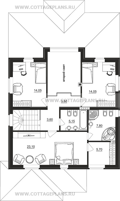 Поэтажные планы проект дома 97-07 общ. площадь 173,05 м2