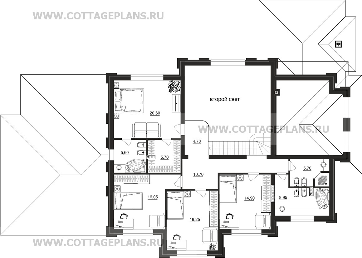 Поэтажные планы проект дома 202-79 общ. площадь 333,45 м2