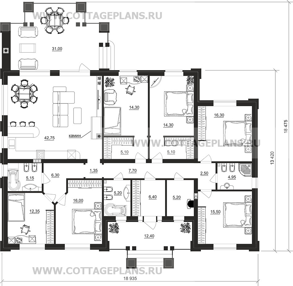 Поэтажные планы проект дома 702-46 общ. площадь 184,15 м2