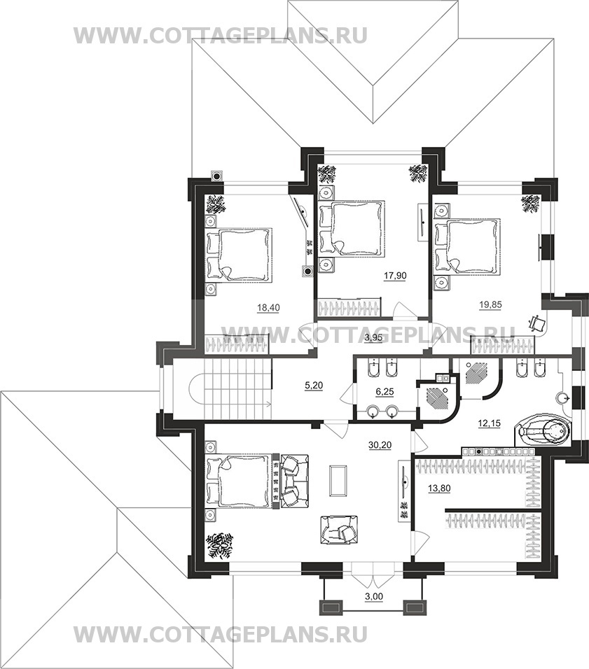 Поэтажные планы проект дома 201-92 общ. площадь 409,45 м2