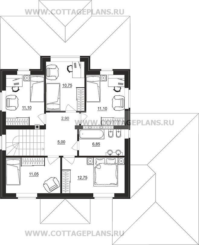 Поэтажные планы проект дома 93-72 общ. площадь 241,65м2