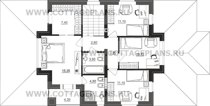 Поэтажные планы проект дома 29-93 общ. площадь 166,75 м2