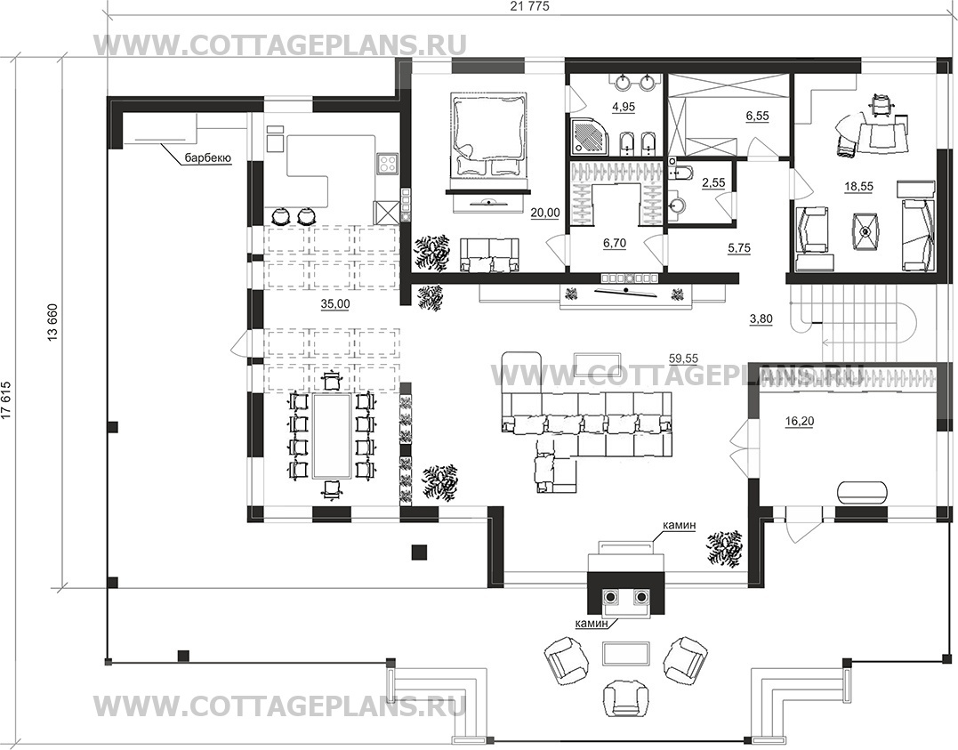 Поэтажные планы проект дома 76-56 общ. площадь 477,25 м2