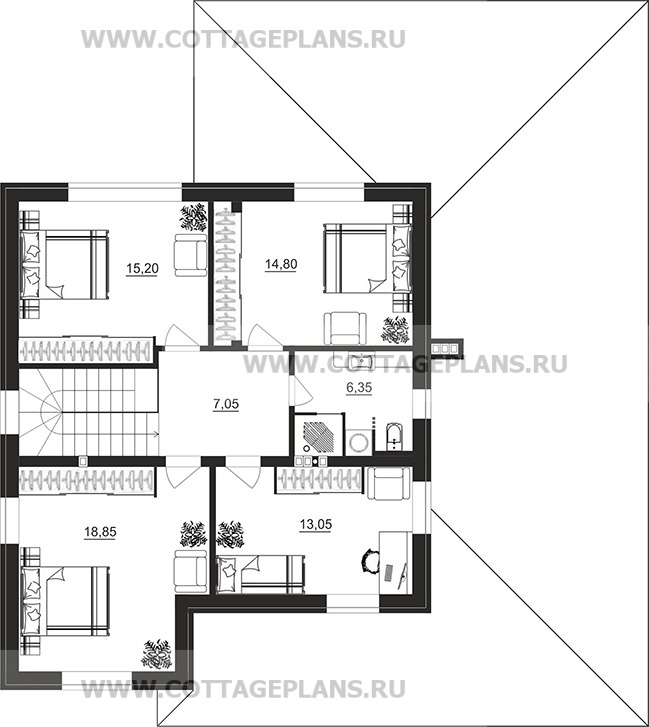 Поэтажные планы проект дома 208-04 общ. площадь 170,35м2