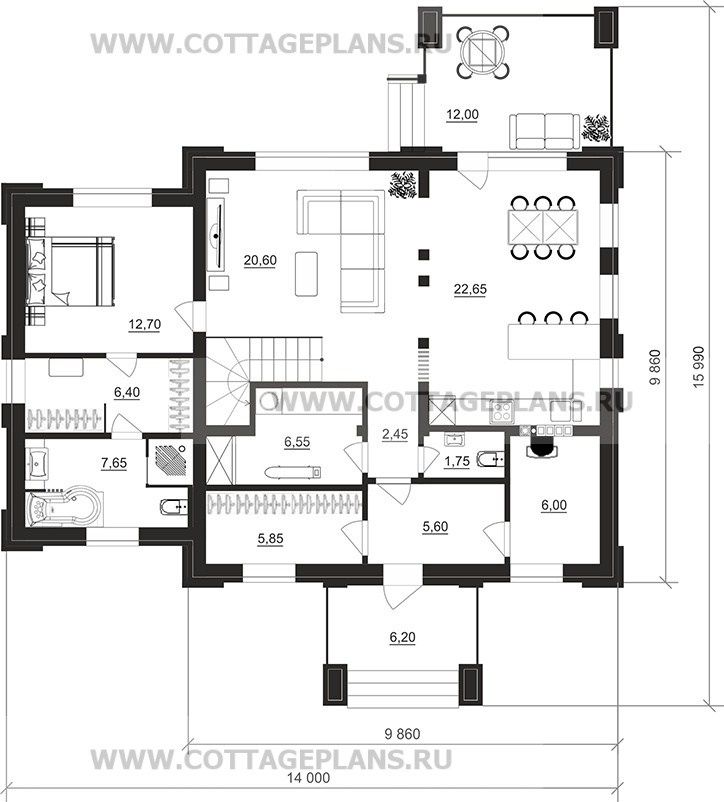 Поэтажные планы проект дома 206-75 общ. площадь 149,30м2