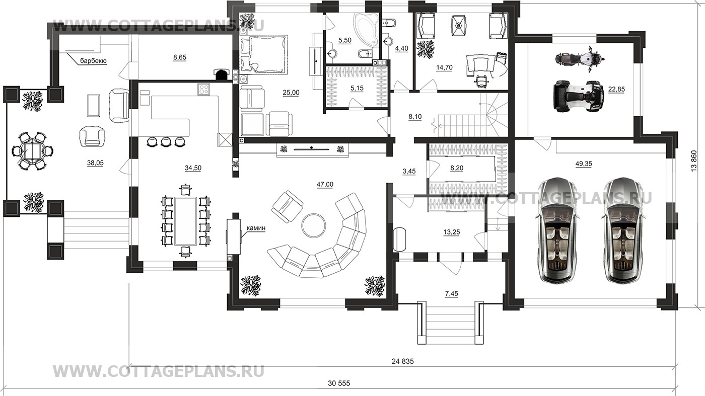 Поэтажные планы проект дома 204-46 общ. площадь 412,00 м2