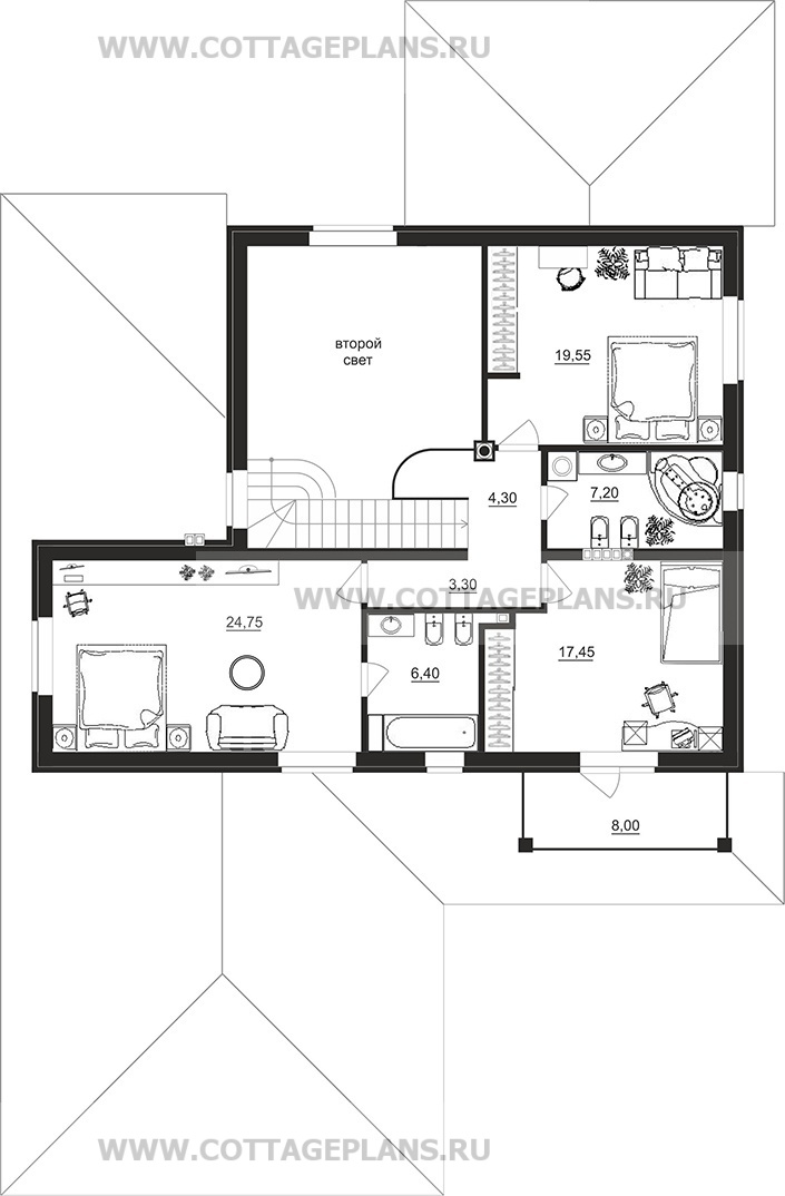 Поэтажные планы проект дома 77-69 общ. площадь 231,15 м2