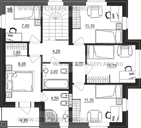 Поэтажные планы проект дома 95-03 общ. площадь 127,05 м2