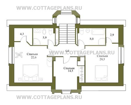 Поэтажные планы проект дома 46-11 общ. площадь 261 м2