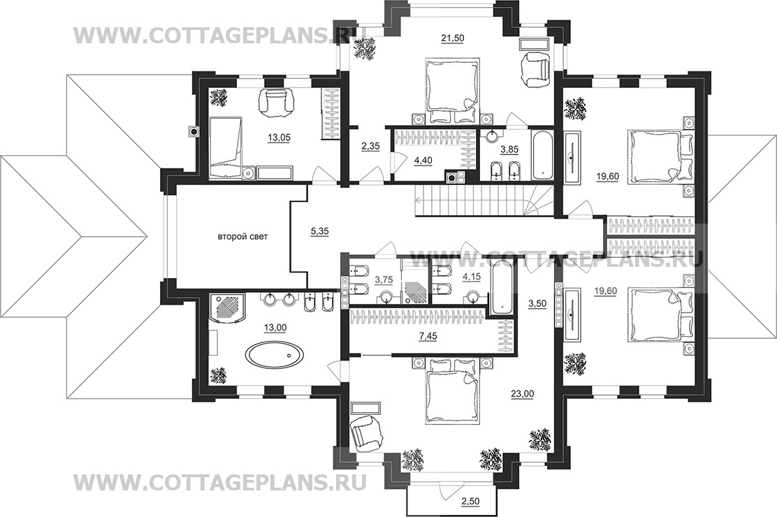 Поэтажные планы проект дома 101-36 общ. площадь 476,60 м2