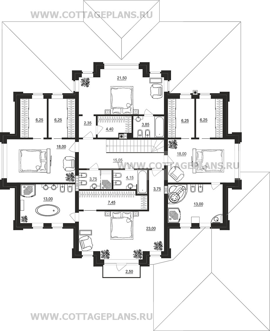 Поэтажные планы проект дома 102-22 общ. площадь 393,30 м2