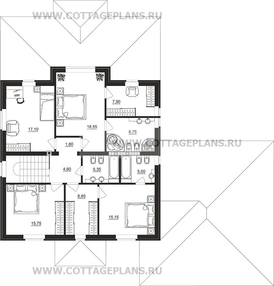 Поэтажные планы проект дома 93-77 общ. площадь 380,35м2